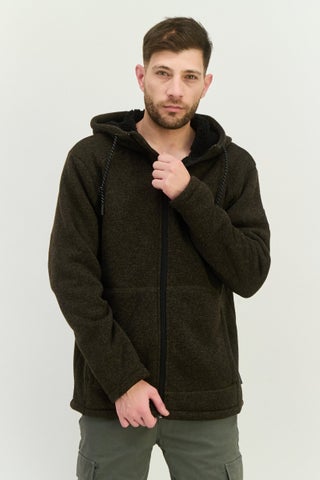Men Fleece Hooded Sherpa Jacket, Khaki - pzsku/ZDE48F1C1F45D535E189CZ/45/_/1744899083/ca88954a-0f86-4712-9ec4-ac24aafc7650