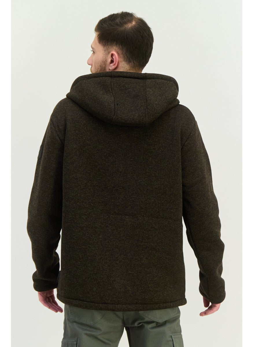 Free Country - Men Fleece Hooded Sherpa Jacket, Khaki - Image 1
