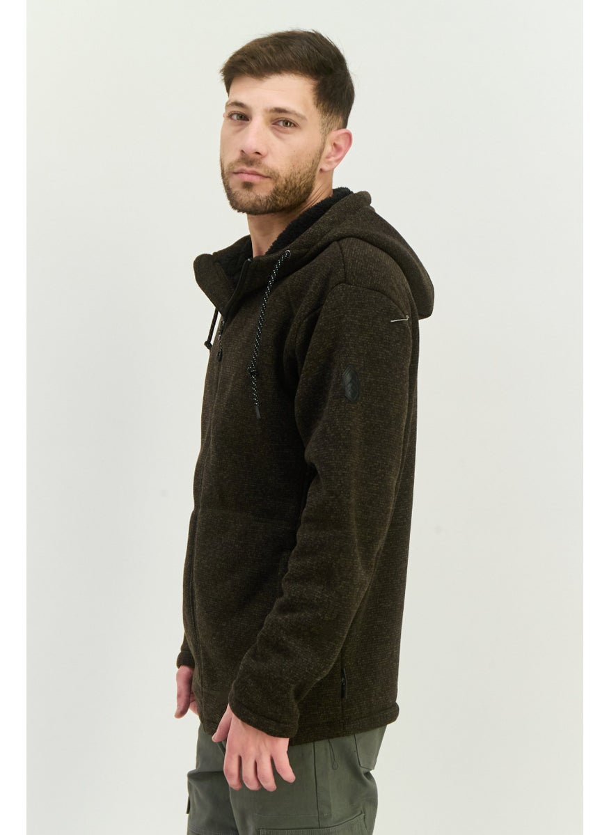Free Country - Men Fleece Hooded Sherpa Jacket, Khaki - Image 1