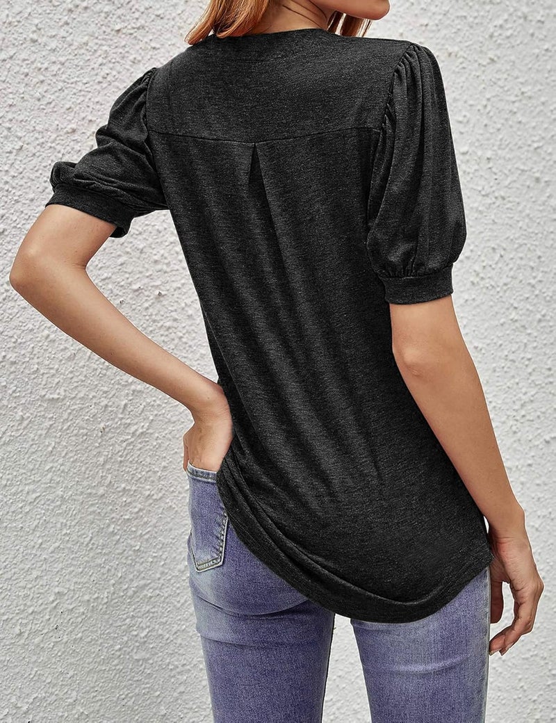 klarako Square Neck Tops for Women Womens Tunic Shirts Puff Sleeve Fashion Spring Blouses Casual Loose T Shirts - Image 3