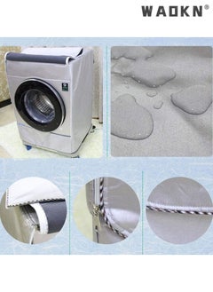 WAOKN Silver coated Oxford cloth fully automatic drum washing machine, washing machine dryer cover, waterproof, sunscreen, dustproof cover（XL）  - Image 5