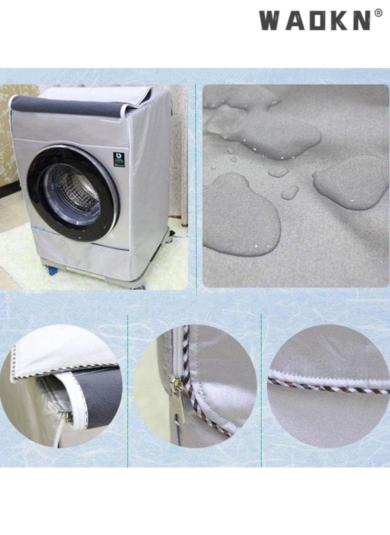WAOKN Silver coated Oxford cloth fully automatic drum washing machine, washing machine dryer cover, waterproof, sunscreen, dustproof cover（XL）  - Image 5