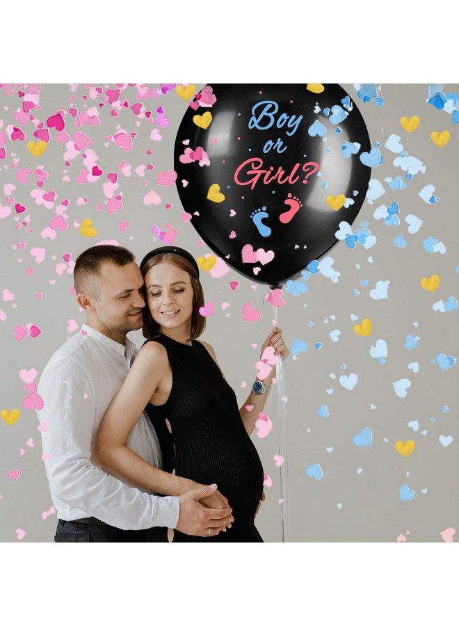 JOYYPOP Gender Reveal Balloons 1 Pack 36 Inch Black Boy Or Girl Balloon With Pink And Blue Heart Shaped Confetti For Gender Reveal Party Decorations - Image 3