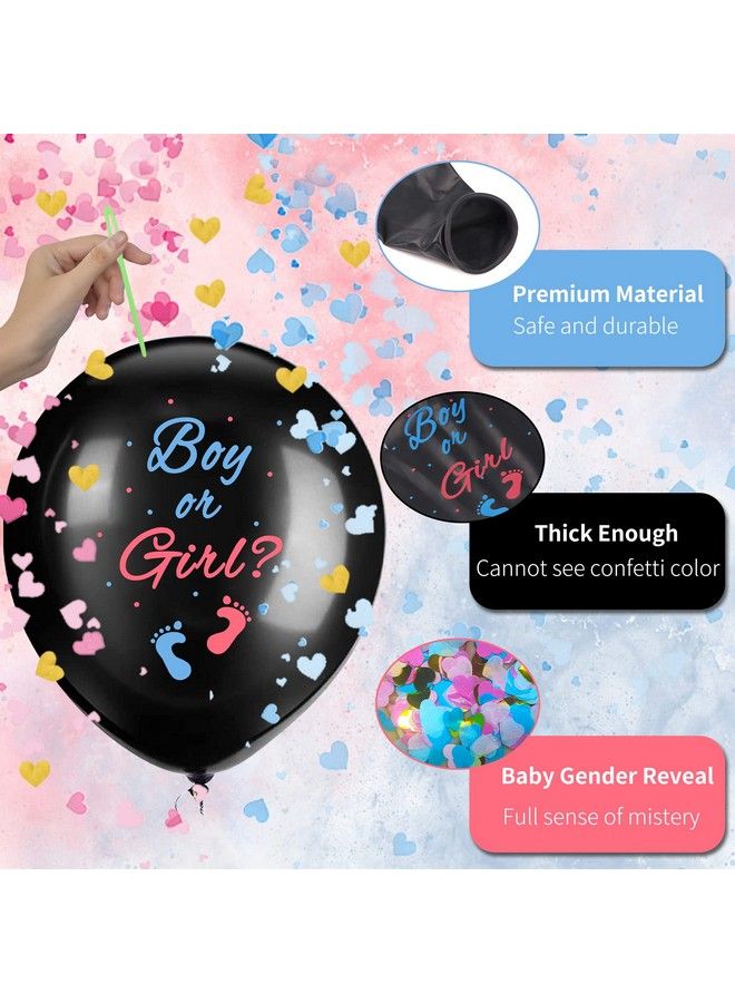 JOYYPOP Gender Reveal Balloons 1 Pack 36 Inch Black Boy Or Girl Balloon With Pink And Blue Heart Shaped Confetti For Gender Reveal Party Decorations - Image 5