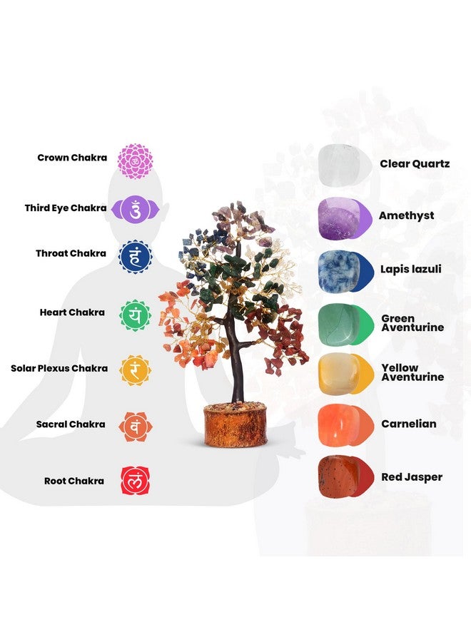 SOLAVA Seven Chakra Crystal Tree for Good Luck - 7 Chakra Tree for Natural Healing, Money, Health, Mental Peace, Vastu Correction, Positive Energy, and Reiki Healing - 300 Beads- 10-12 Inches - Image 4