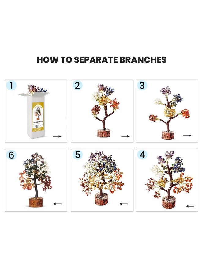 SOLAVA Seven Chakra Crystal Tree for Good Luck - 7 Chakra Tree for Natural Healing, Money, Health, Mental Peace, Vastu Correction, Positive Energy, and Reiki Healing - 300 Beads- 10-12 Inches - Image 5