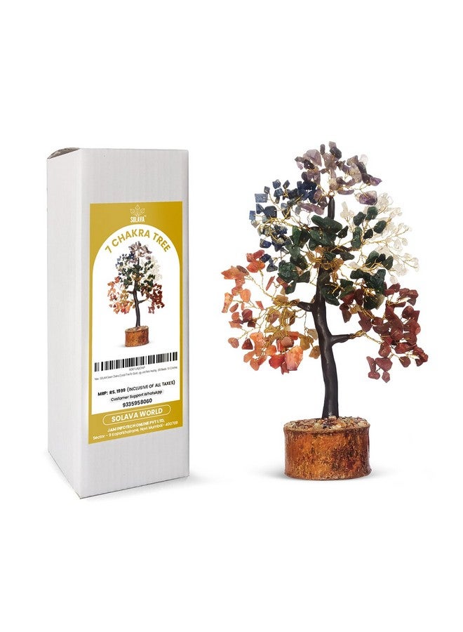 SOLAVA Seven Chakra Crystal Tree for Good Luck - 7 Chakra Tree for Natural Healing, Money, Health, Mental Peace, Vastu Correction, Positive Energy, and Reiki Healing - 300 Beads- 10-12 Inches - Image 2