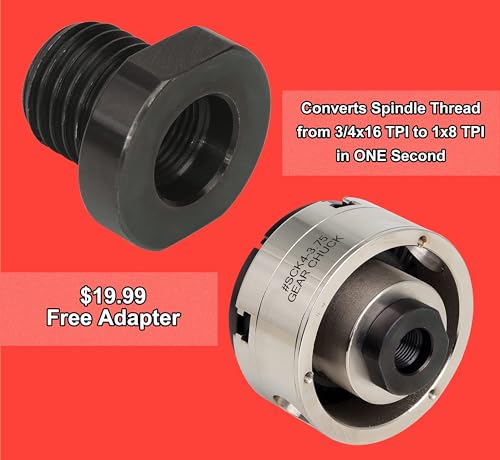 VINWOX SCR4-4NV-SET 4" Wood Lathe Scroll Chuck Set, 4-Jaw Self-Centering Chuck-Set, with Nickle electric Coating Body & 1"x8TPI thread & 3/4"x16TPI Adapter - Image 3