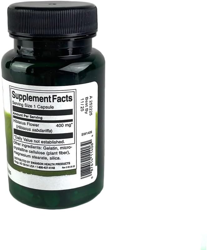 Swanson FullSpectrum Hibiscus Flower  Herbal Supplement Promoting Heart Health Support  Natural Formula wBioactive Compounds  60 Capsules 400mg Each - Image 2