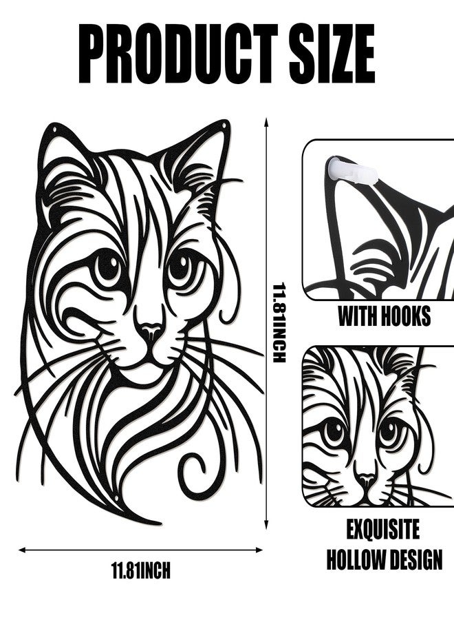 Otoolling Cat Tree Wall Art Silhouette Black Cat Wall Decor Metal Geometric Animal Art for Living Room Above TV Home Decoration, 10.2 x 10 Inch (Cute) - Image 2