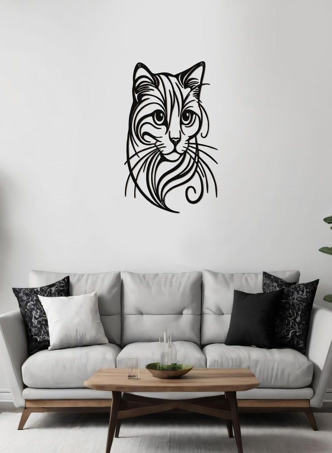 Otoolling Cat Tree Wall Art Silhouette Black Cat Wall Decor Metal Geometric Animal Art for Living Room Above TV Home Decoration, 10.2 x 10 Inch (Cute) - Image 5