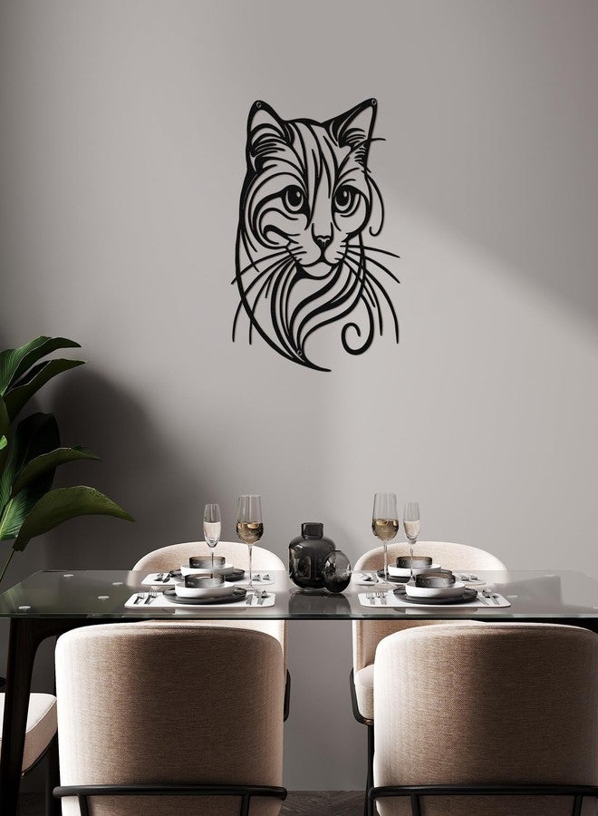 Otoolling Cat Tree Wall Art Silhouette Black Cat Wall Decor Metal Geometric Animal Art for Living Room Above TV Home Decoration, 10.2 x 10 Inch (Cute) - Image 4