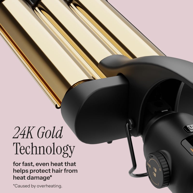 Hot Tools Pro Artist 24K Gold Digital 3 Barrel Hair Waver | Long Lasting Defined Waves (Jumbo Size) - Image 2