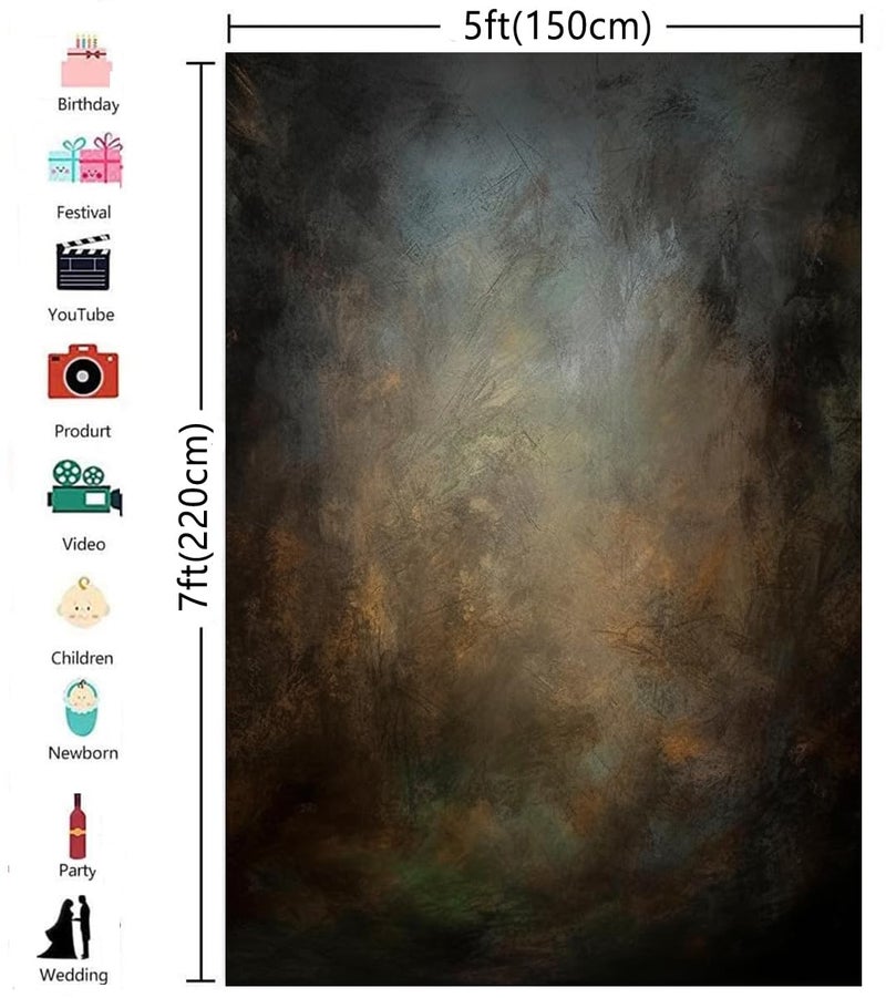 HMTFOTO خلفيات تصوير بورتريه قديم مموه 5x7 قدم مع بقع صدأ Abstract - Image 5