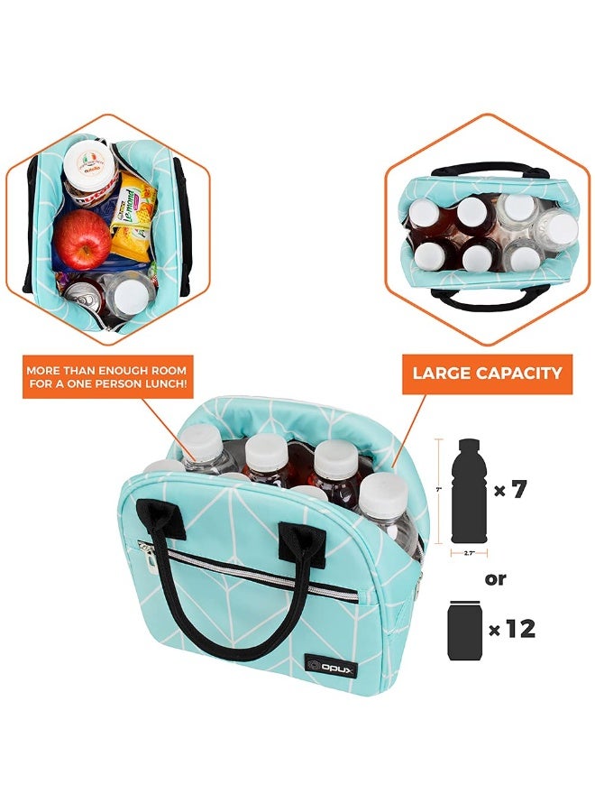 opux Insulated Lunch Box Women, Lunch Bag Tote Girls Kids Teen Adult, Cute Soft Lunch Cooler Container Work School, Reusable Thermal Food Meal Prep Organizer Lunch Pail Travel Beach, Teal Chevron - Image 5
