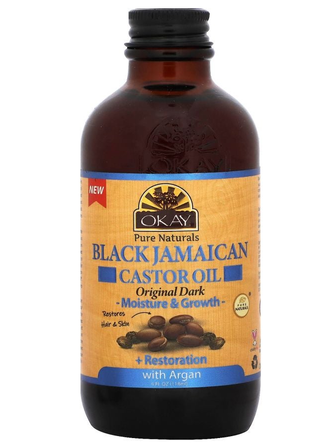 OKAY Black Jamaican Castor Oil With Argan Original Dark 4 fl oz (118 ml)