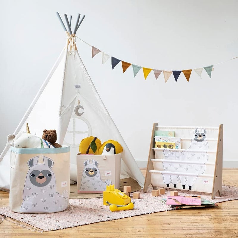 3 Sprouts Kids Bookshelf – Book Shelf Kids Room Bookcase Furniture, Llama - Image 4