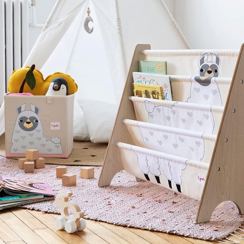 3 Sprouts Kids Bookshelf – Book Shelf Kids Room Bookcase Furniture, Llama - Image 2