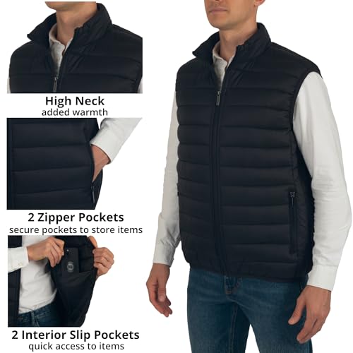 Alpine Swiss Clark Mens Puffer Vest Down Alternative Water Resistant Packable Outerwear Zip Up Pockets Warm Versatile Layer BLK Medium - Image 5