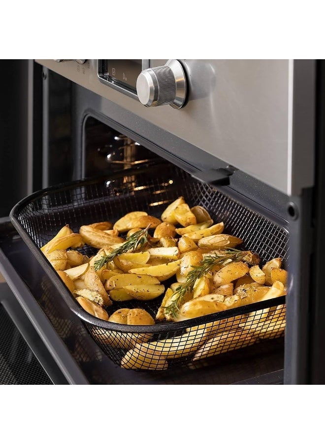 طقم سلال شواء من الفولاذ المقاوم للصدأ غير لاصق مكون من 3 قطع - مثالي للشواء، أو الفرن، أو المقلاة الهوائية - مثالي لشواء الخضار، والدجاج، واللحوم، والأسماك، والبطاطس، مع مقابض مريحة وتصميم طهي مقرمش. - Image 2