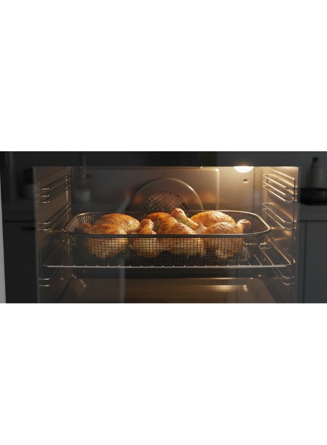 طقم سلال شواء من الفولاذ المقاوم للصدأ غير لاصق مكون من 3 قطع - مثالي للشواء، أو الفرن، أو المقلاة الهوائية - مثالي لشواء الخضار، والدجاج، واللحوم، والأسماك، والبطاطس، مع مقابض مريحة وتصميم طهي مقرمش. - Image 5