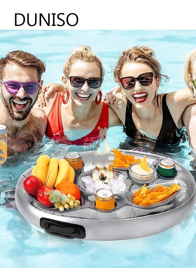 DUNISO Pool Inflatable Floating Drink Holder with 8 Holes Large Capacity Drink Float Floating Pool Tray for Food and Drinks Swimming Pool Party Beach Accessories Pool Drink Floats - Image 1