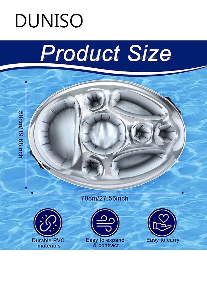 DUNISO Pool Inflatable Floating Drink Holder with 8 Holes Large Capacity Drink Float Floating Pool Tray for Food and Drinks Swimming Pool Party Beach Accessories Pool Drink Floats - Image 3