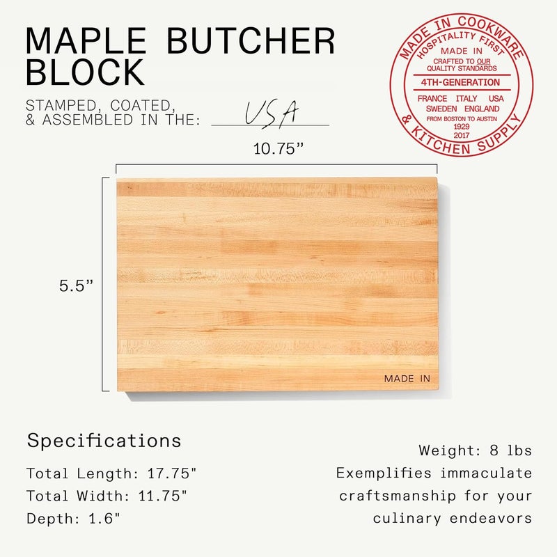 Madein Made In Cookware | Butcher Block | Maple Wood | Thick Charcuterie Board with Side Handles | Crafted in USA | 17.75x11.75" - Image 5