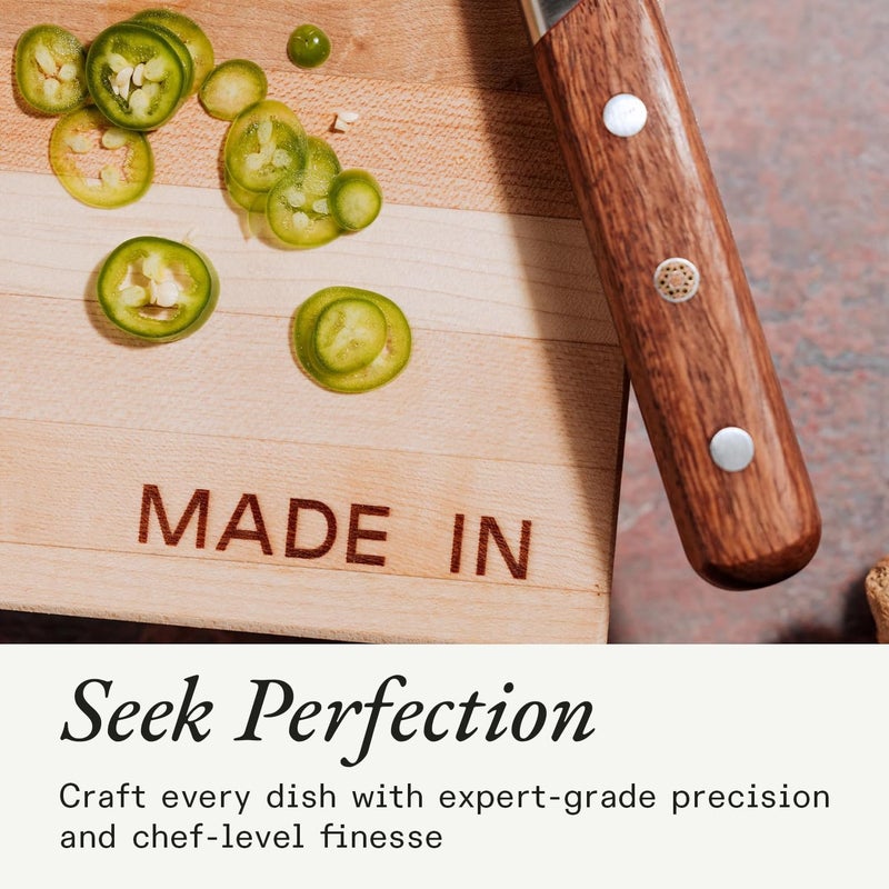 Madein Made In Cookware | Butcher Block | Maple Wood | Thick Charcuterie Board with Side Handles | Crafted in USA | 17.75x11.75" - Image 4