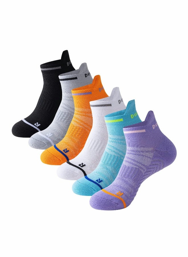 6 Pairs Men‘s Ankle Running Socks Cushioned Breathable Low Cut Athletic Marathon Tab Sports Socks - Image 1