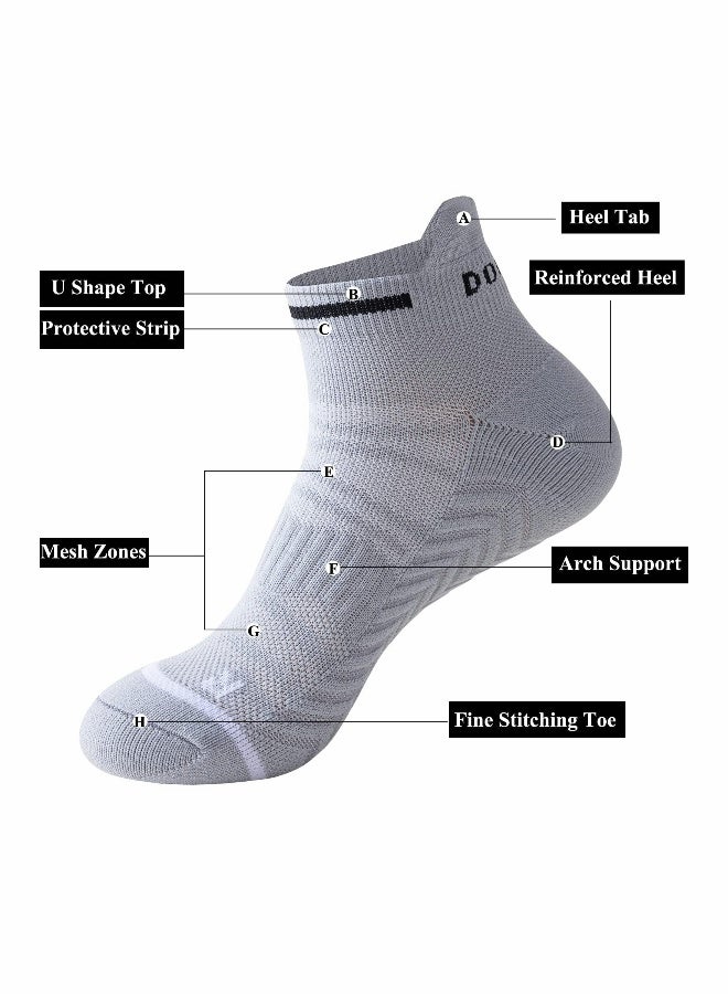 6 Pairs Men‘s Ankle Running Socks Cushioned Breathable Low Cut Athletic Marathon Tab Sports Socks - Image 2
