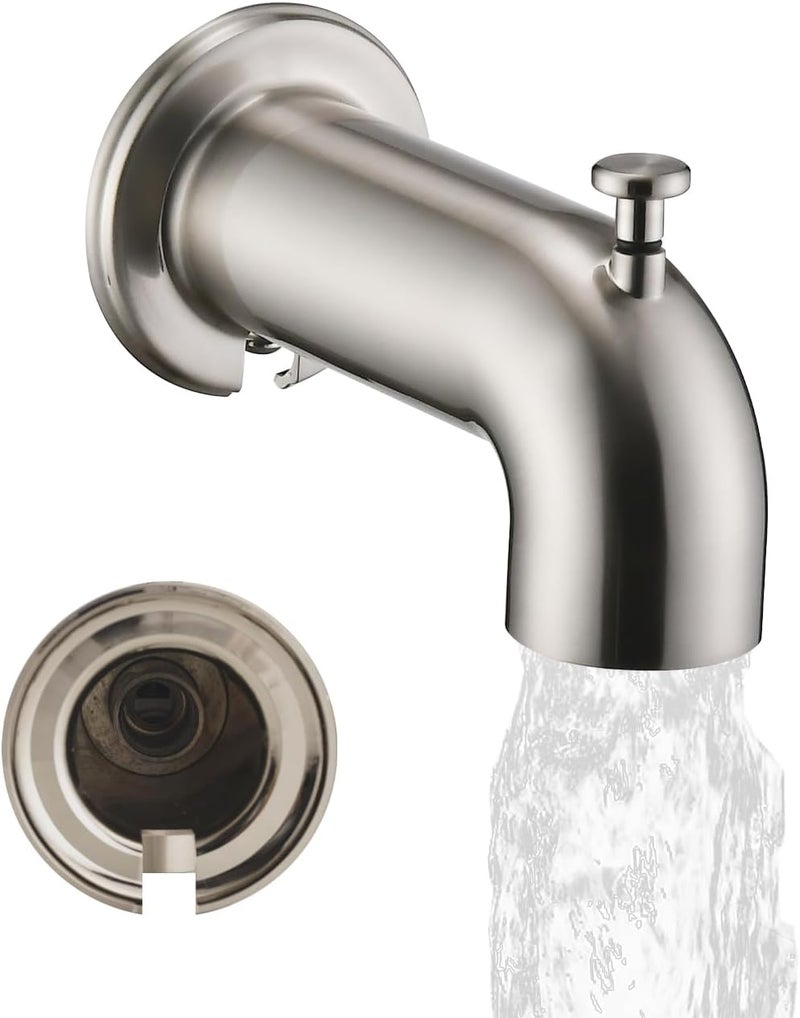 LOCALAND Extra Long Tub Spout with Diverter, Fits for 1/2" IPS Threads,Brushed Nickel - Image 1