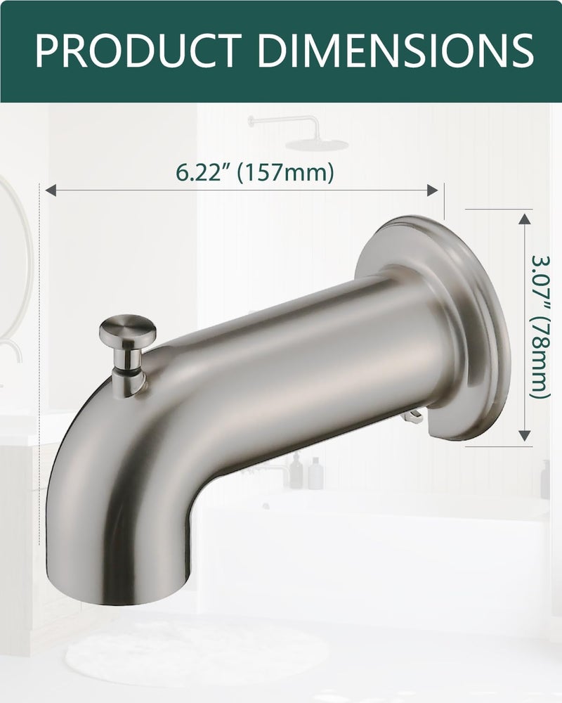 LOCALAND Extra Long Tub Spout with Diverter, Fits for 1/2" IPS Threads,Brushed Nickel - Image 5