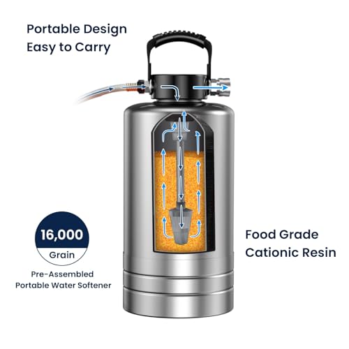 GLACIER FRESH Portable RV Water Softener, 16,000 Grain with Stainless Steel Garden Hose Quick Connects for RVs, Trailers, Boats, Mobile Car Washing, Pressure Washing - Image 2