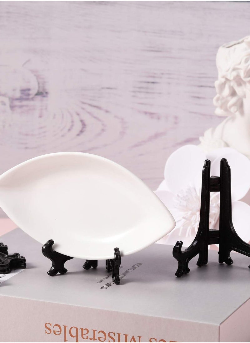 Mini Transparent Easel 24 Pieces Ceramic Plate Photo Frame Craft Plastic Display Stand Holder Home Desktop Decor Accessories for Wedding Hotel Party (5 Inch) - Image 2