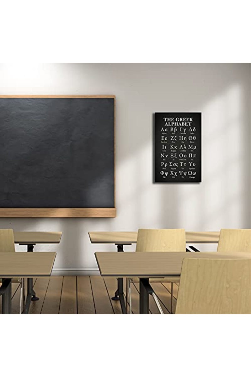 Busmko Greek Alphabet Letter Learning Posters Framed Art Prints Wall Decor Canvas Black and White Wall Art Painting Picture for Living Room, Ready to Hang Framed Size 12x18 inch (30x45cm) - Image 2