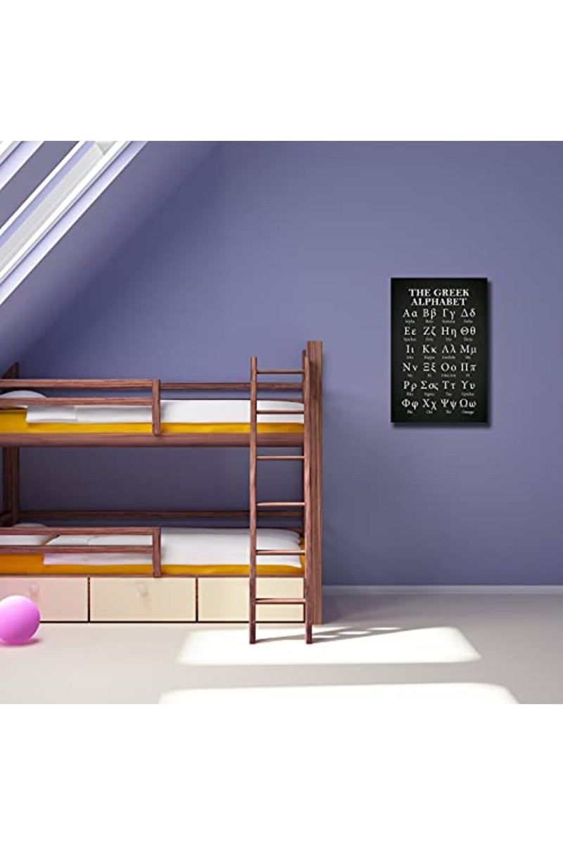 Busmko Greek Alphabet Letter Learning Posters Framed Art Prints Wall Decor Canvas Black and White Wall Art Painting Picture for Living Room, Ready to Hang Framed Size 12x18 inch (30x45cm) - Image 3