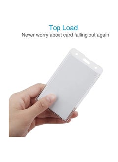 KASTWAVE Card Protector, Vertical 2 Card Badge Holder Transparent Plastic ID Credit Card Protector with Thumb Slot, Rigid PC Transparent Material,10 Pack  - Image 5