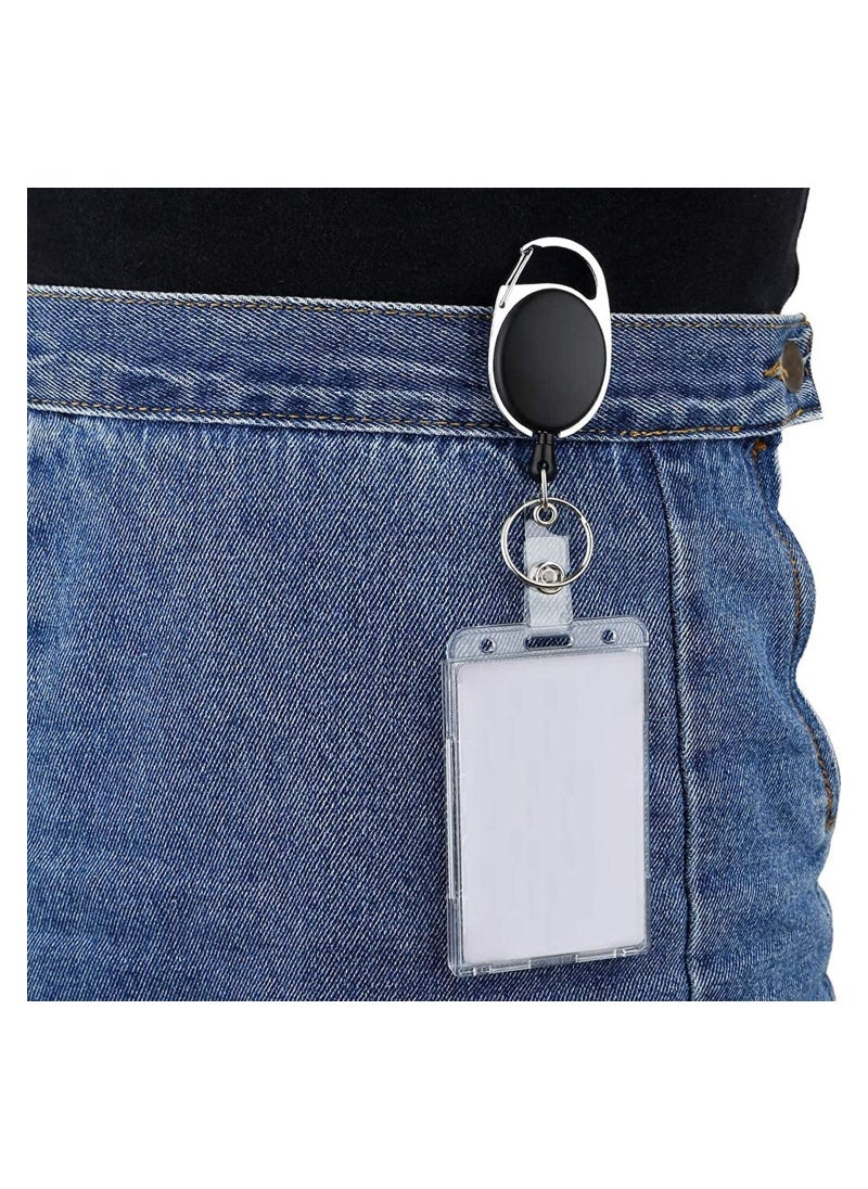 KASTWAVE - Card Protector, Vertical 2 Card Badge Holder Transparent Plastic ID Credit Card Protector with Thumb Slot, Rigid PC Transparent Material,10 Pack - Image 1