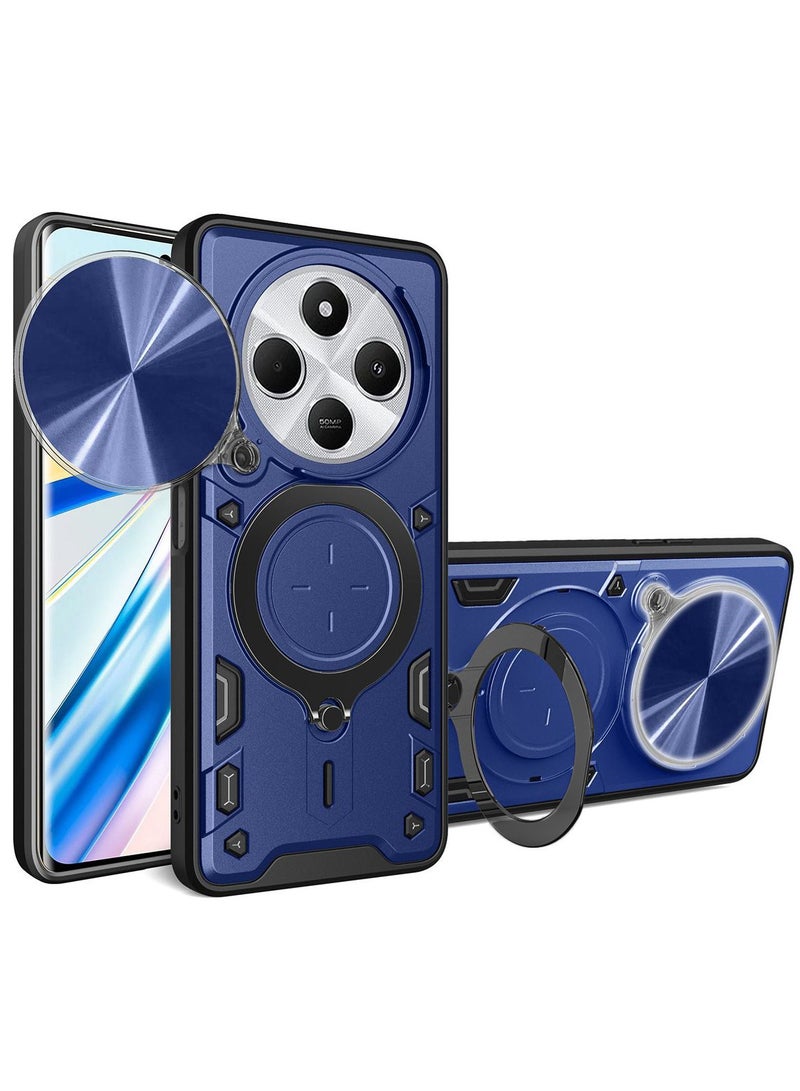 ثلاثة نمور لـ Redmi 14C 4G / Xiaomi POCO C75 4G Case, غطاء عدسة الكاميرا الشريحة, حامل الحلقة المغناطيسية حالة الهاتف الوقائي لـ Redmi 14C 4G / Xiaomi POCO C75 4G, أزرق