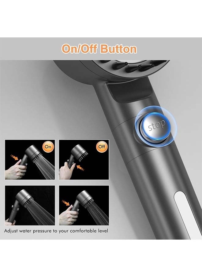 L&E Hard Water Filter Shower Head with 15 Stage Filter,3+1 Spray Jet Modes High Pressure Shower Head and 1.5m Hose, Handheld Massage Shower Filter for Residual Chlorine Remove (Black)  - Image 4