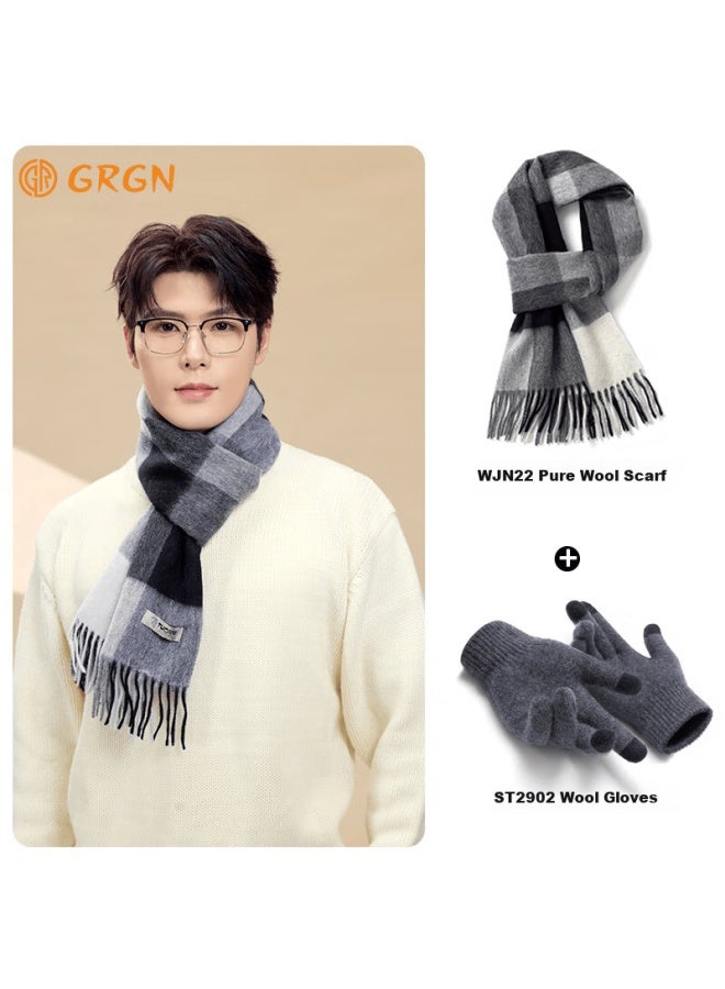 Grgn Wool Gloves Uni Winter Outdoor Fashion Touchscreen Cold-resistant Warm Thickened Knitted Cycling Driving Gloves