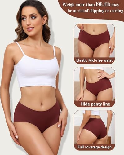 LEVAO Women's High Waisted Seamless Underwear No Show Full Coverage Briefs Stretchy Invisible Panties Cheeky Pack of 6 - Image 2