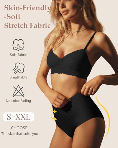 LEVAO Women's High Waisted Seamless Underwear No Show Full Coverage Briefs Stretchy Invisible Panties Cheeky Pack of 6 - Image 3