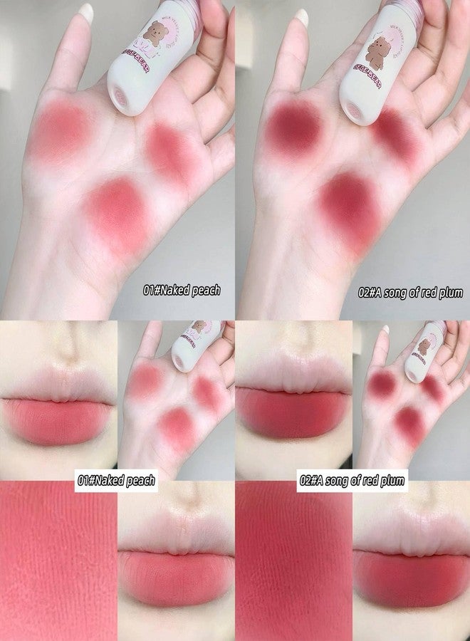 Gege Bear Milk Velvet Lip Glaze,Milk-Infused Matte Lip Gloss for Soft,Smooth Lips,6 Shades with Plush Hydration,Long-Wearing Velvet Texture,Non-Sticky & Comfortable Formula(03# Fog Rose,2.5g) - Image 3