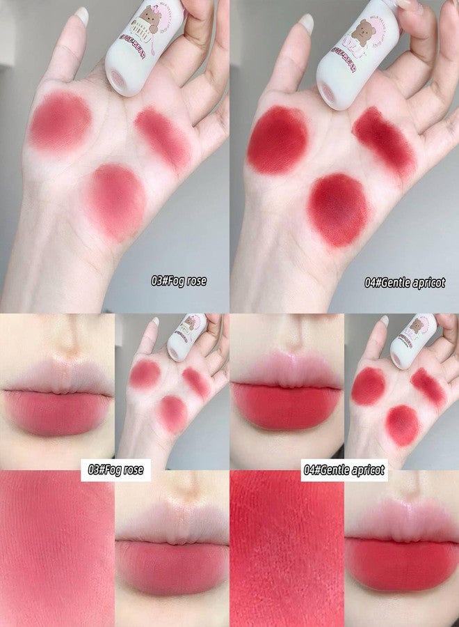 Gege Bear Milk Velvet Lip Glaze,Milk-Infused Matte Lip Gloss for Soft,Smooth Lips,6 Shades with Plush Hydration,Long-Wearing Velvet Texture,Non-Sticky & Comfortable Formula(03# Fog Rose,2.5g) - Image 4