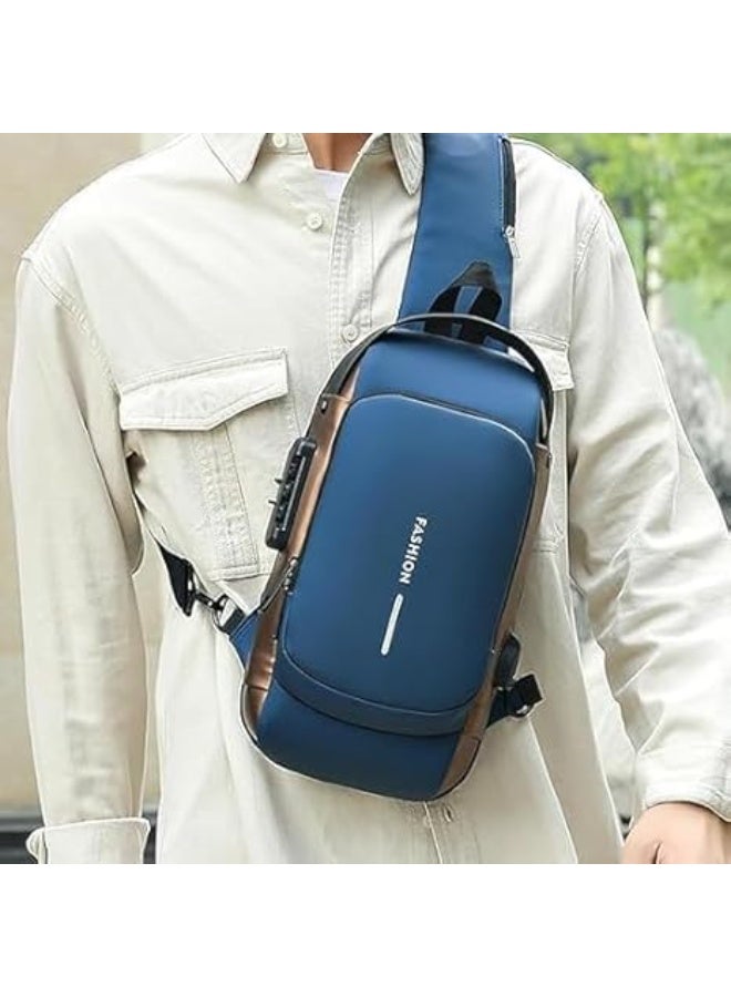 حقيبة ظهر صدرية عملية مزودة بمنفذ شحن USB، تصميم مضاد للسرقة، حقيبة كتف مقاومة للماء، جيوب متعددة، قفل آمن بكلمة مرور، مناسبة للسفر والعمل والاستخدام اليومي، حل تخزين عملي وصغير الحجم. - Image 1