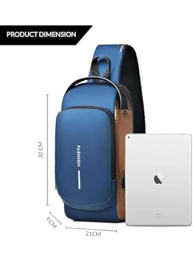 حقيبة ظهر صدرية عملية مزودة بمنفذ شحن USB، تصميم مضاد للسرقة، حقيبة كتف مقاومة للماء، جيوب متعددة، قفل آمن بكلمة مرور، مناسبة للسفر والعمل والاستخدام اليومي، حل تخزين عملي وصغير الحجم. - Image 3