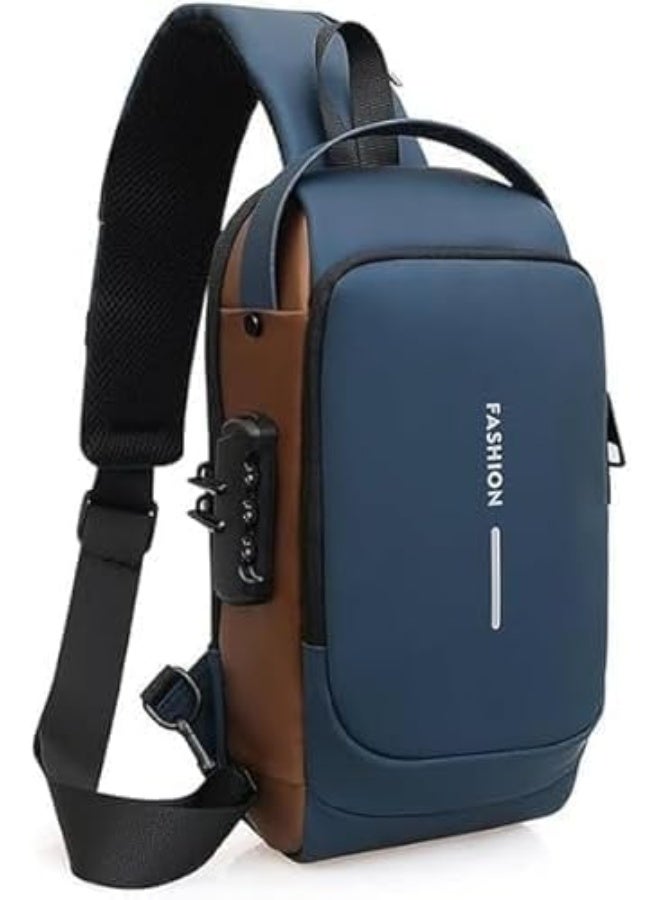 حقيبة ظهر صدرية عملية مزودة بمنفذ شحن USB، تصميم مضاد للسرقة، حقيبة كتف مقاومة للماء، جيوب متعددة، قفل آمن بكلمة مرور، مناسبة للسفر والعمل والاستخدام اليومي، حل تخزين عملي وصغير الحجم. - Image 4