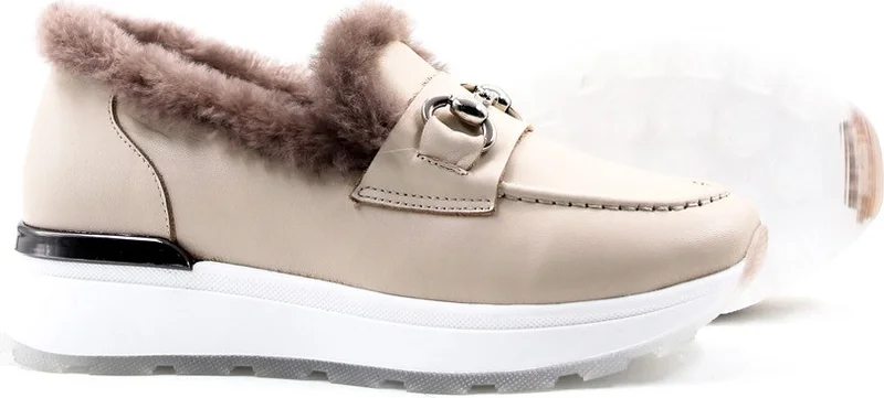 فاست ستيب Leather Shearling Women's Casual Shoes 757KZA24501